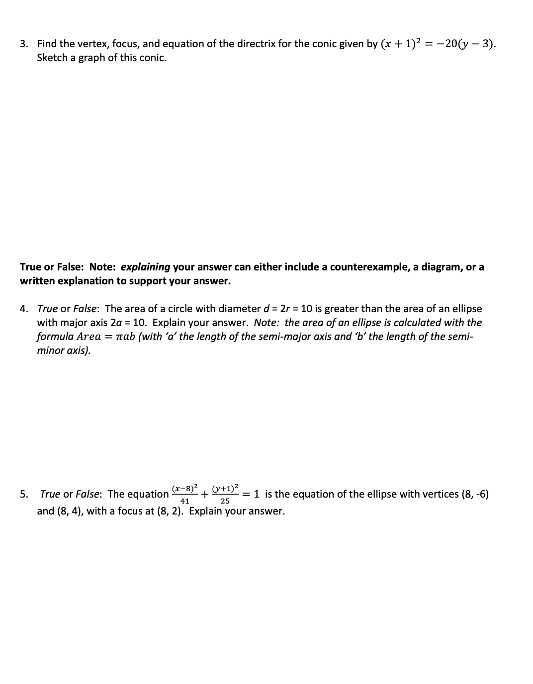 Honors Precalculus module 8 project ' Show all steps taken and work