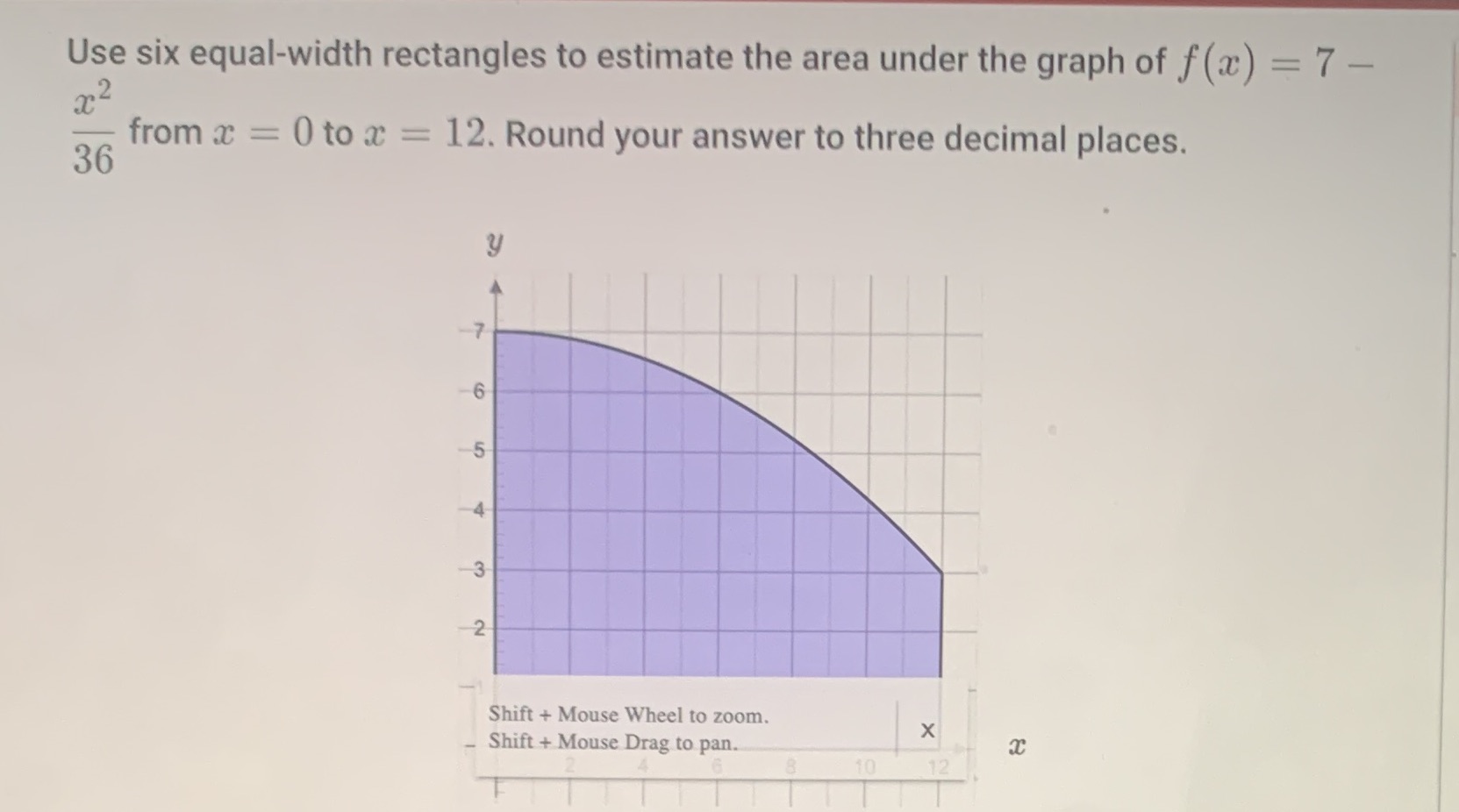 Estimate the area taking sample points from the left end. Estimate
