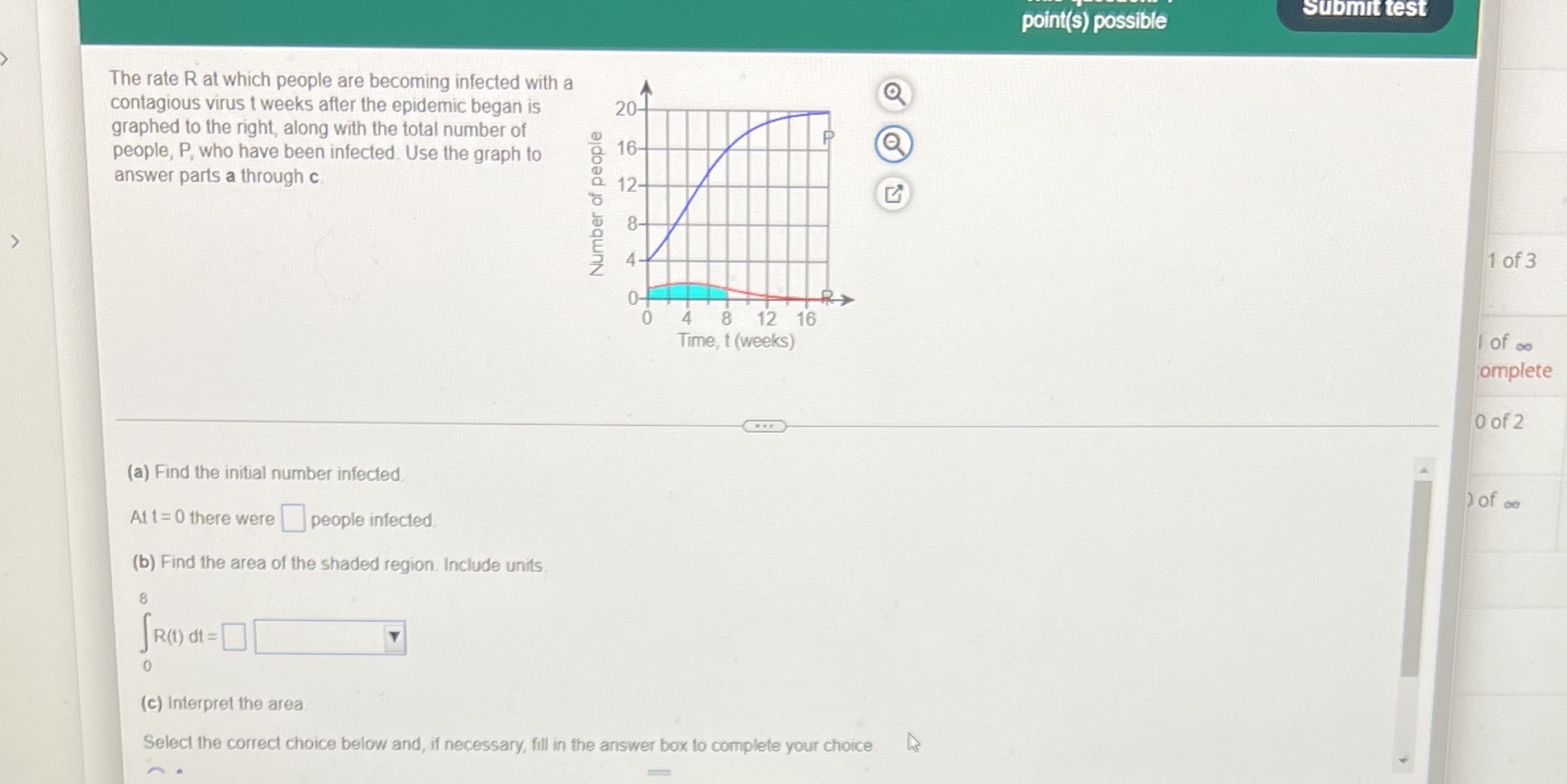 Submit test point(s) possible The rate R at which people are