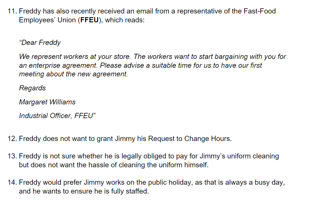 and manager of the store. 3. FFF is open from 9am -