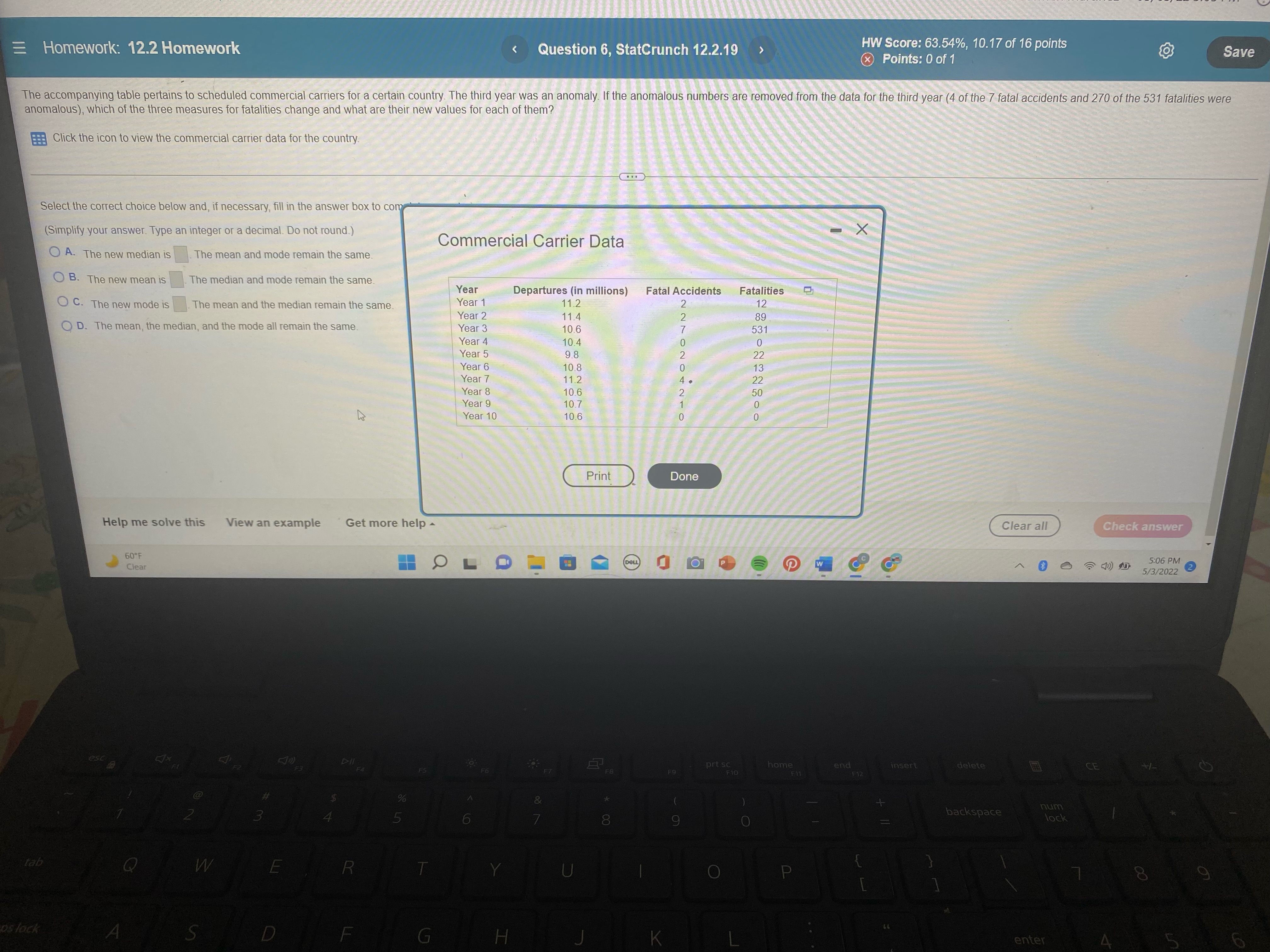 N A C The grade-point average is (Type an integer or a