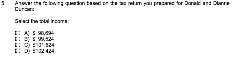  5. Answer the following question based on the tax return you