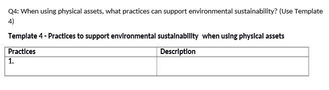 (Use Template 4) Template 4 - Practices to support environmental sustainability when