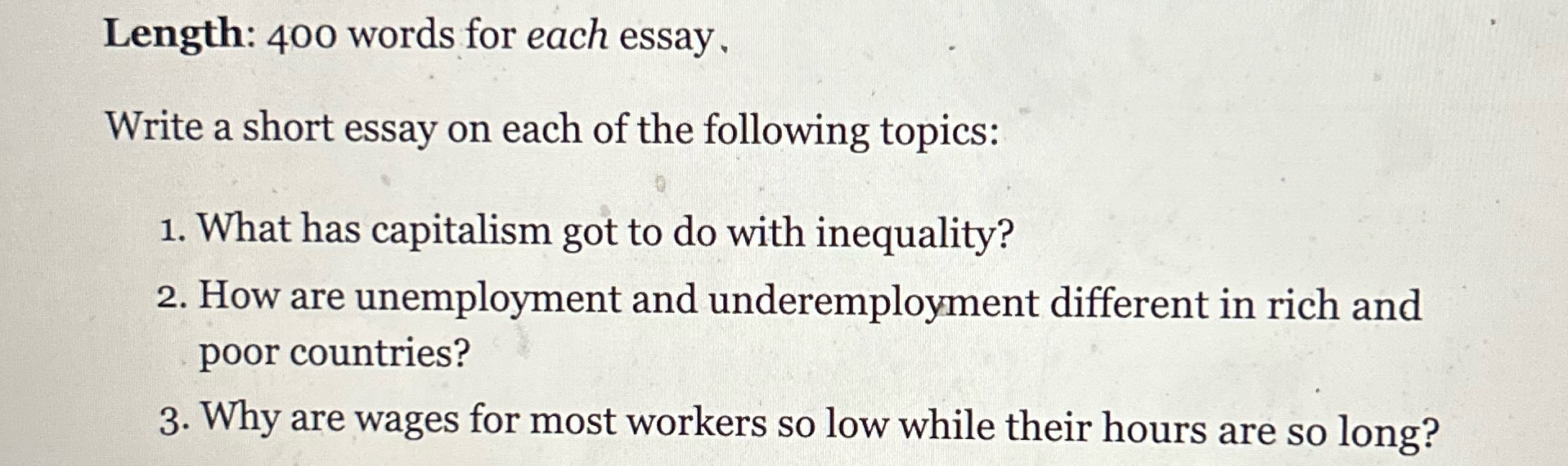 . Write a short essay on each of the following topics: 1.