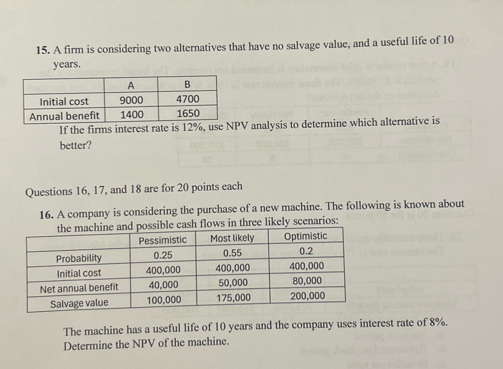 that have no salvage value, and a useful life of 10 years.