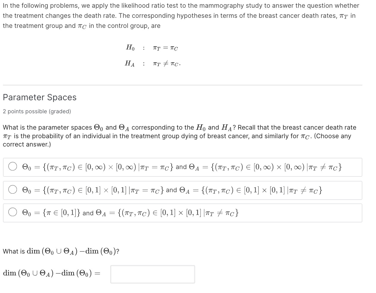 {Choose one per column.) OL(X)w1 OA(X)m0 O L(X) xi where d =
