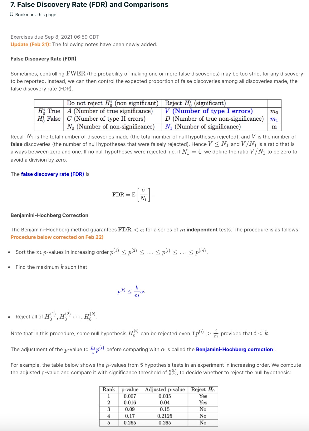 null when indeed the alternate is true. Wilk's Theorem 2 points possible
