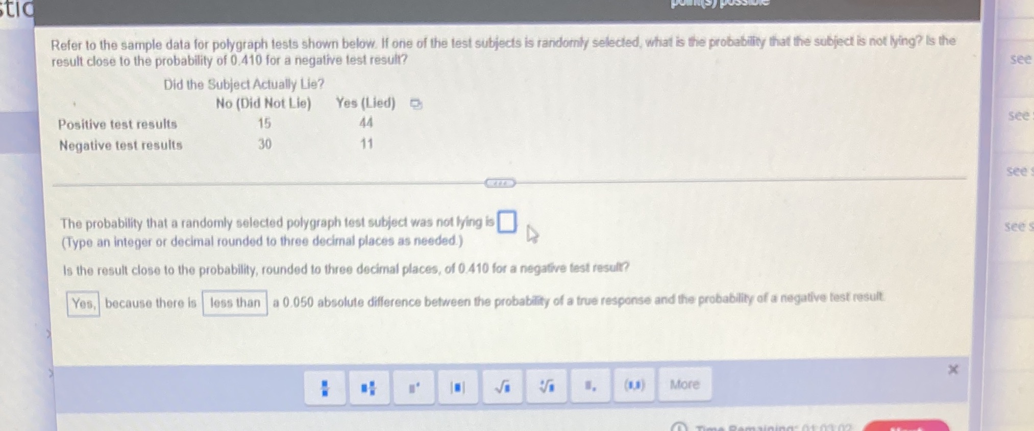 If one of the test subjects is randomly selected, what is the