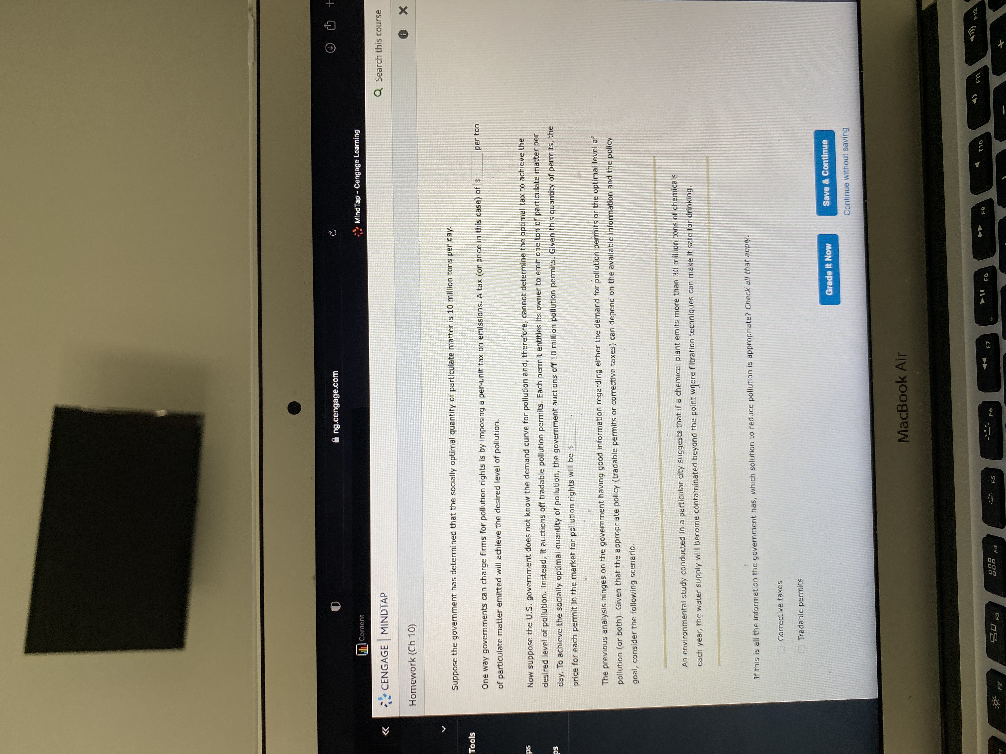 Q Search this cours Homework (Ch 10) 7. Correcting for negative externalities