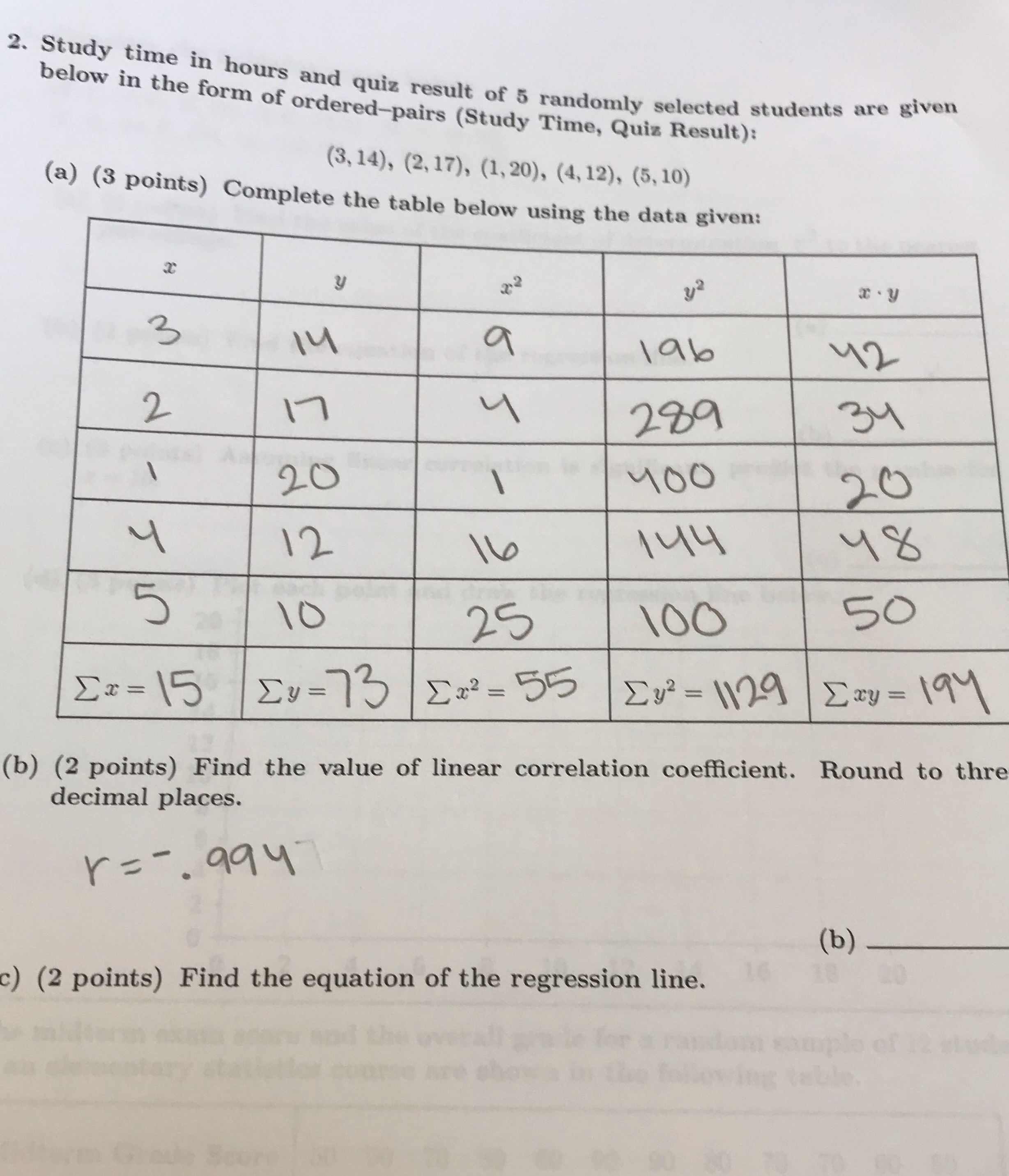 How do i find the equation from the regression line with