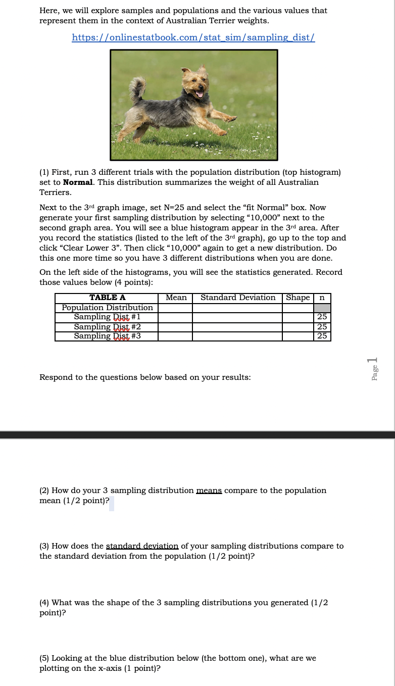 Here, we will explore samples and populations and the various values
