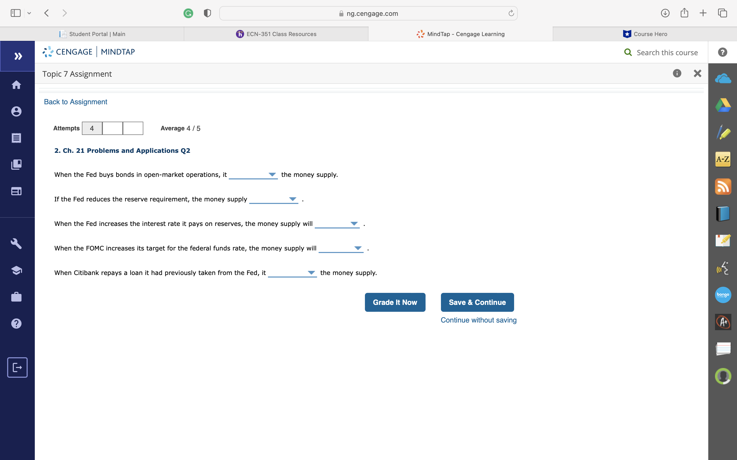 0 ng.cengage.com Student Portal I Main CENGAGE I MINDTAP Topic 7 Assignment