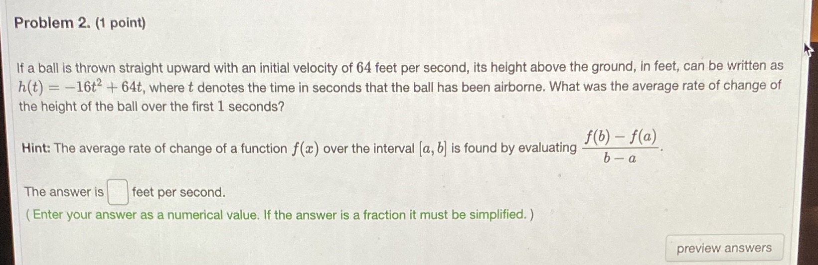 a ball is thrown straight upward with an initial velocity of 64