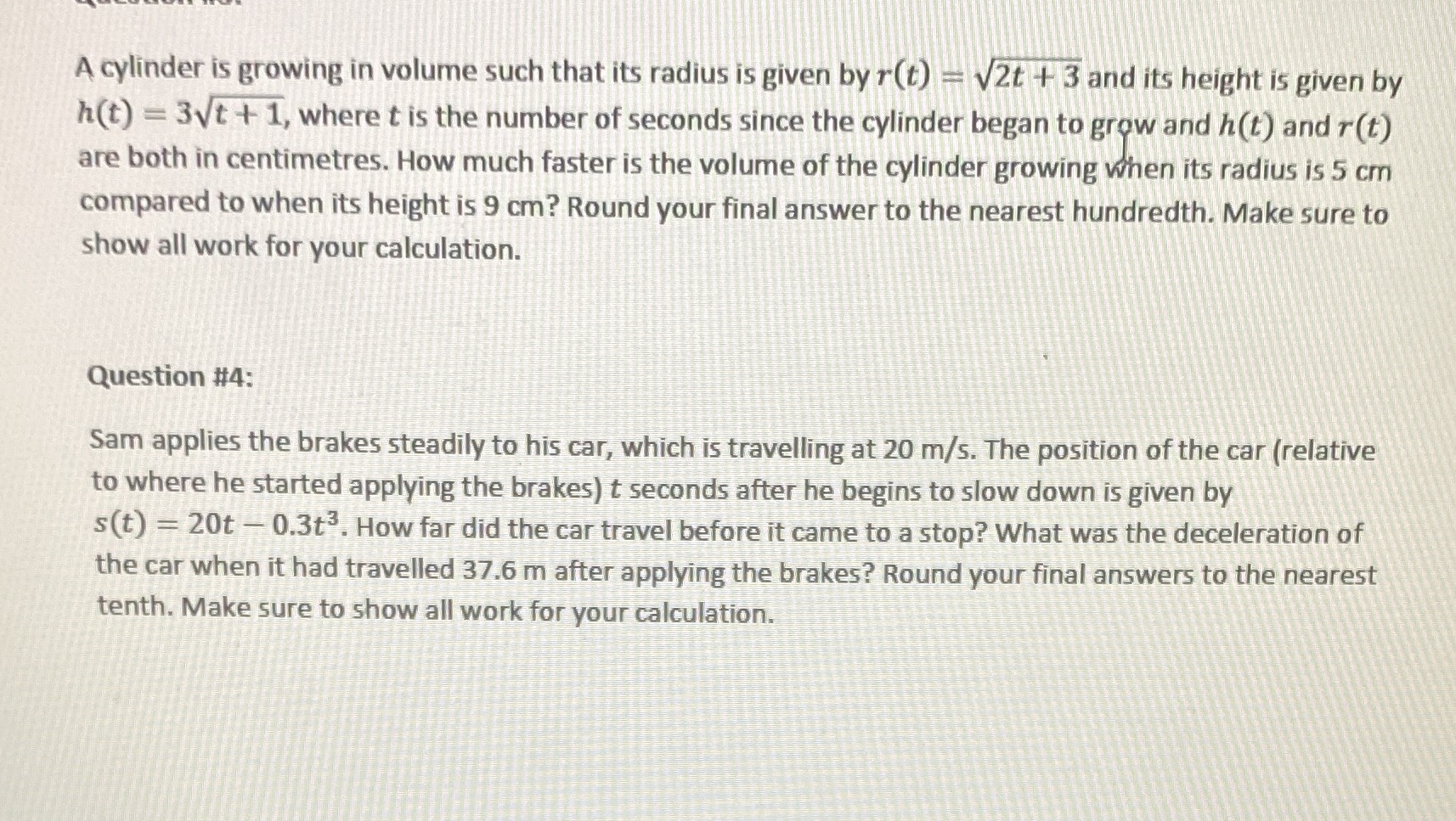 This is a calculus question. Please show all steps.Thank you A