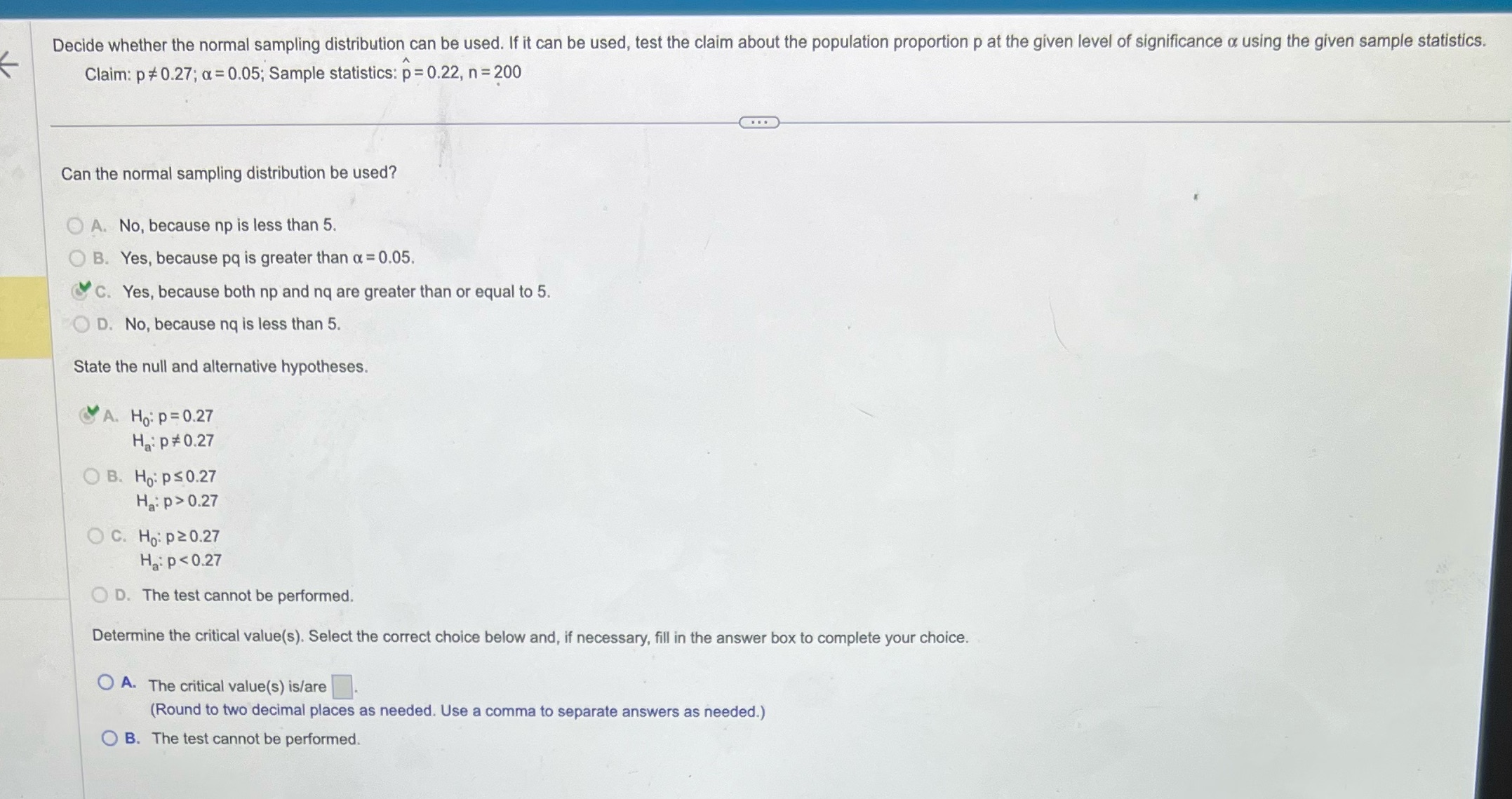 can be used, test the claim about the population proportion p at