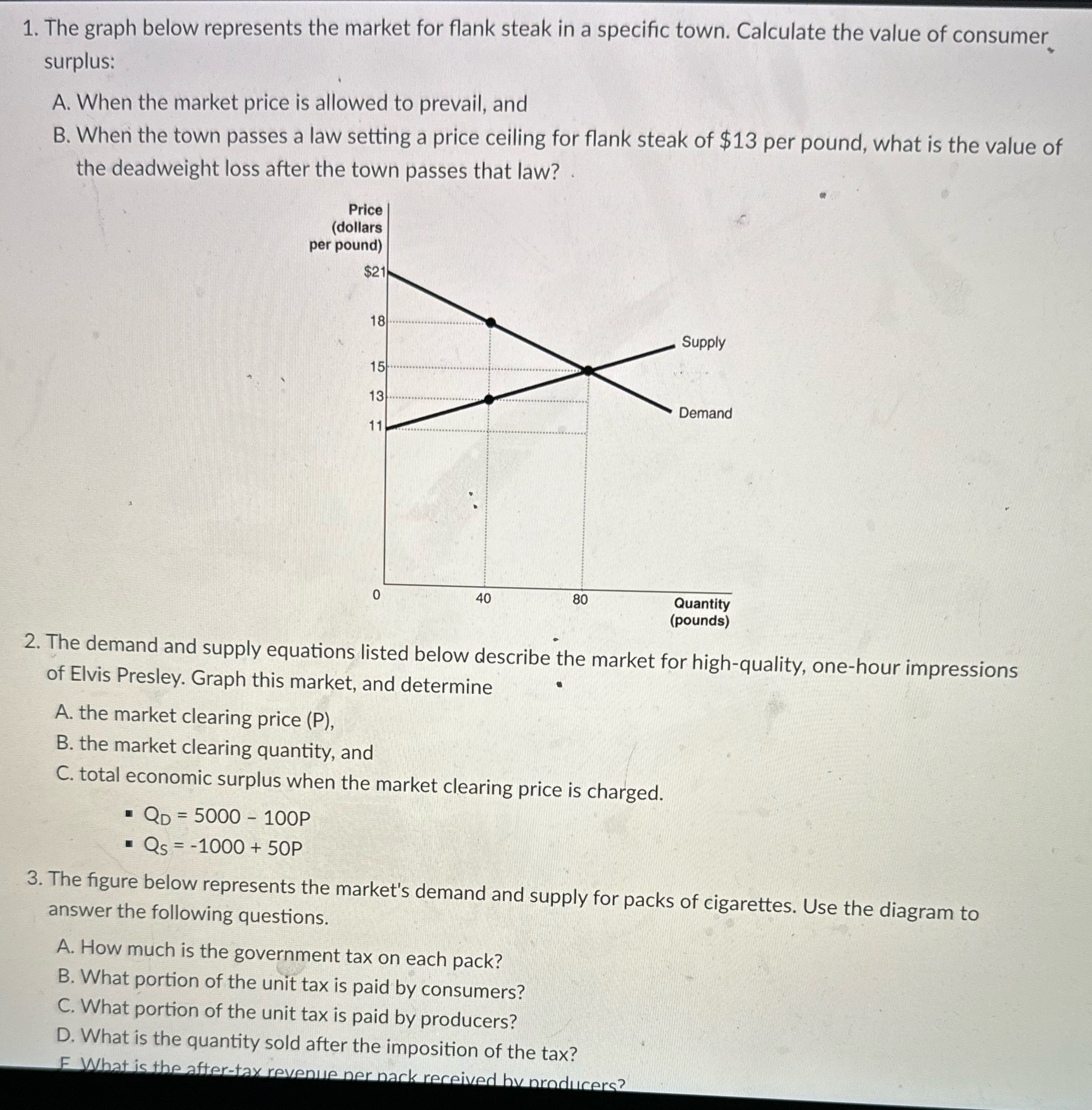 ) e 1. The graph below represents the market for flank