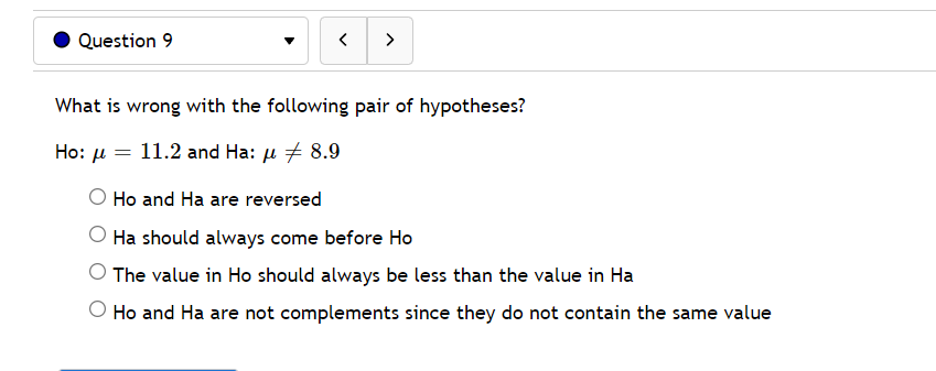 following pair of hypotheses? Ho: ,u, = 11.2 and Ha: ,u -T/-