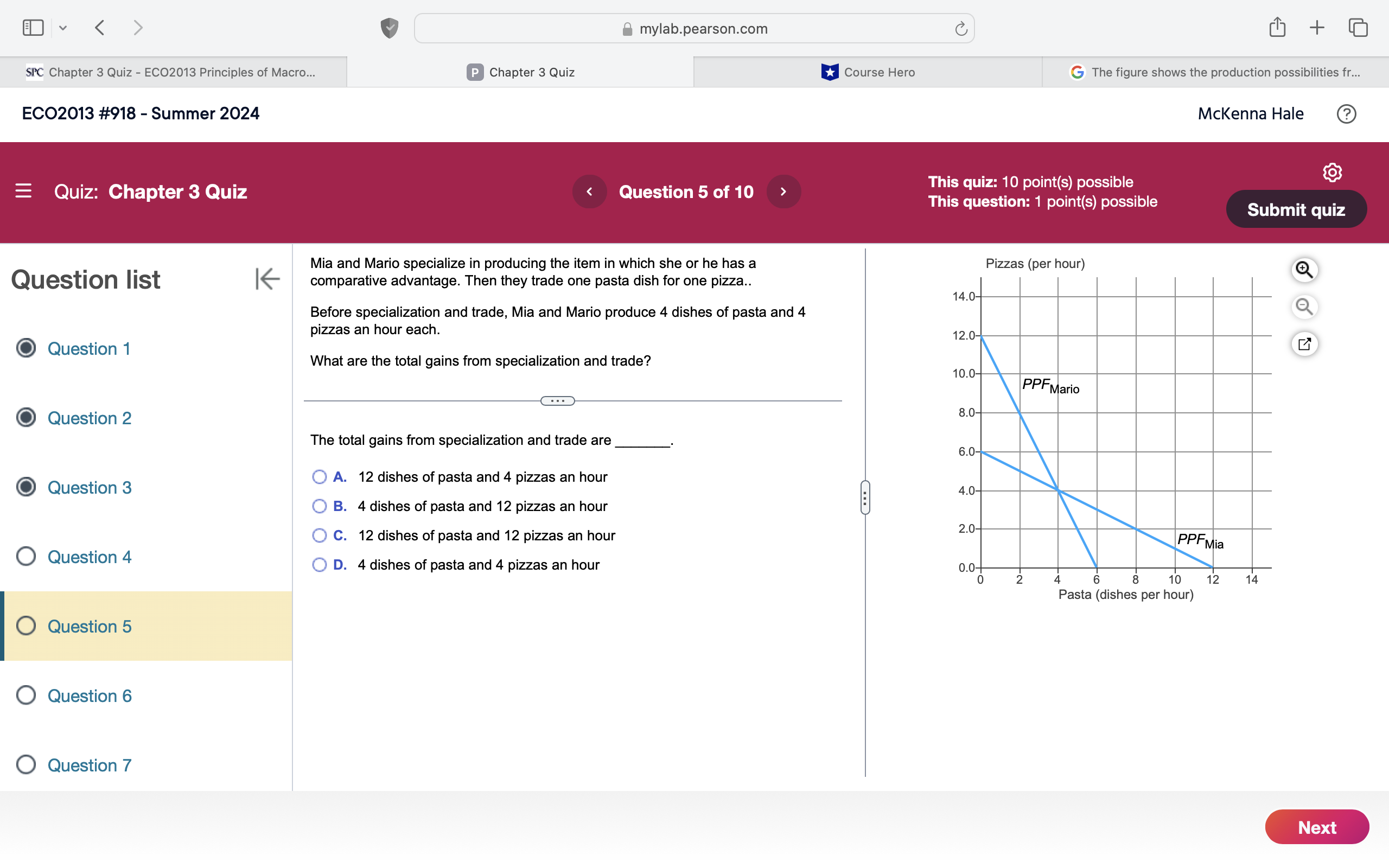 Summer 2024 Quiz: Chapter 3 Quiz o Chapter 3 Quiz mylab.pearson.com Question
