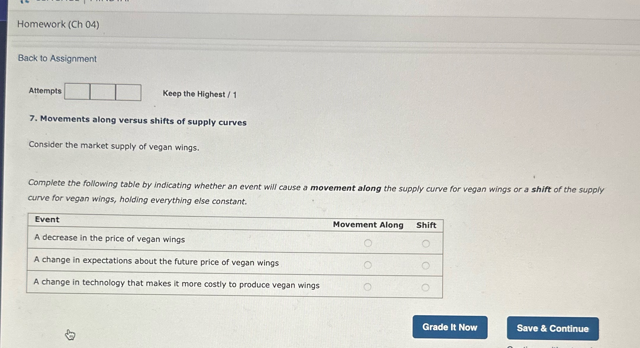 1 7. Movements along versus shifts of supply curves Consider the market