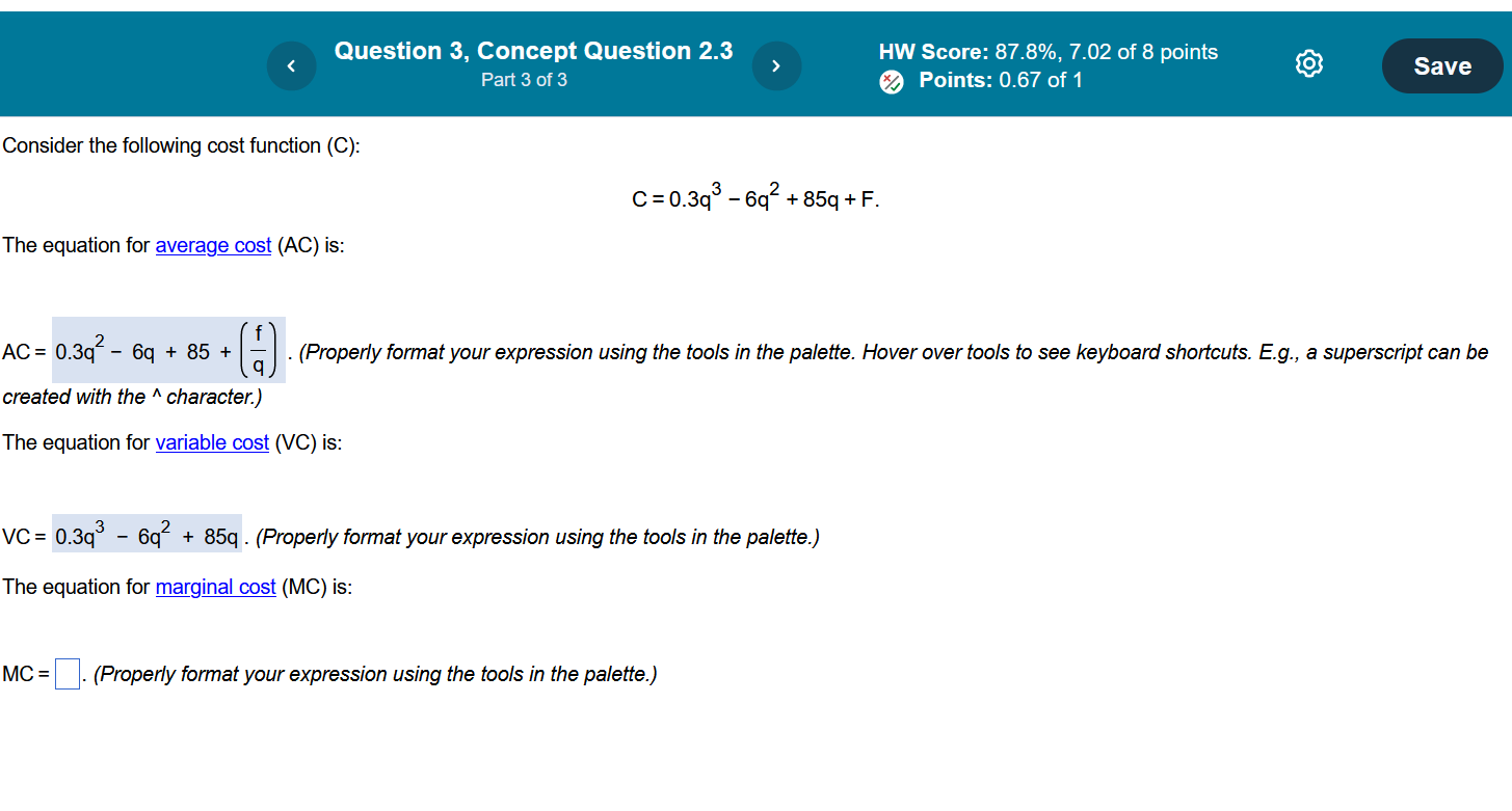 8 points @ Part 3 of 3 s BT EHO TR Consider