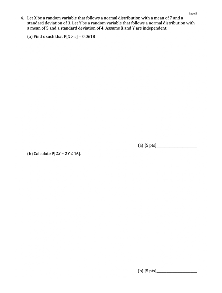  Page 5 4. Let X be a random variable that follows