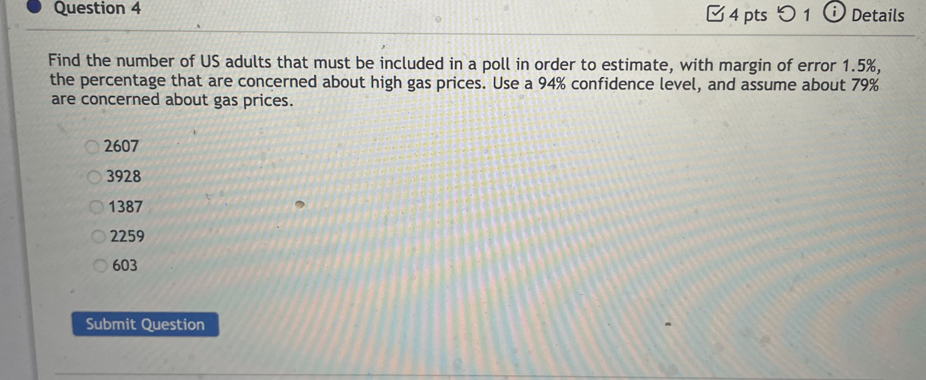 the number of US adults that must be included in a poll