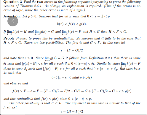  Question 3 Find the two errors in the following argument purporting