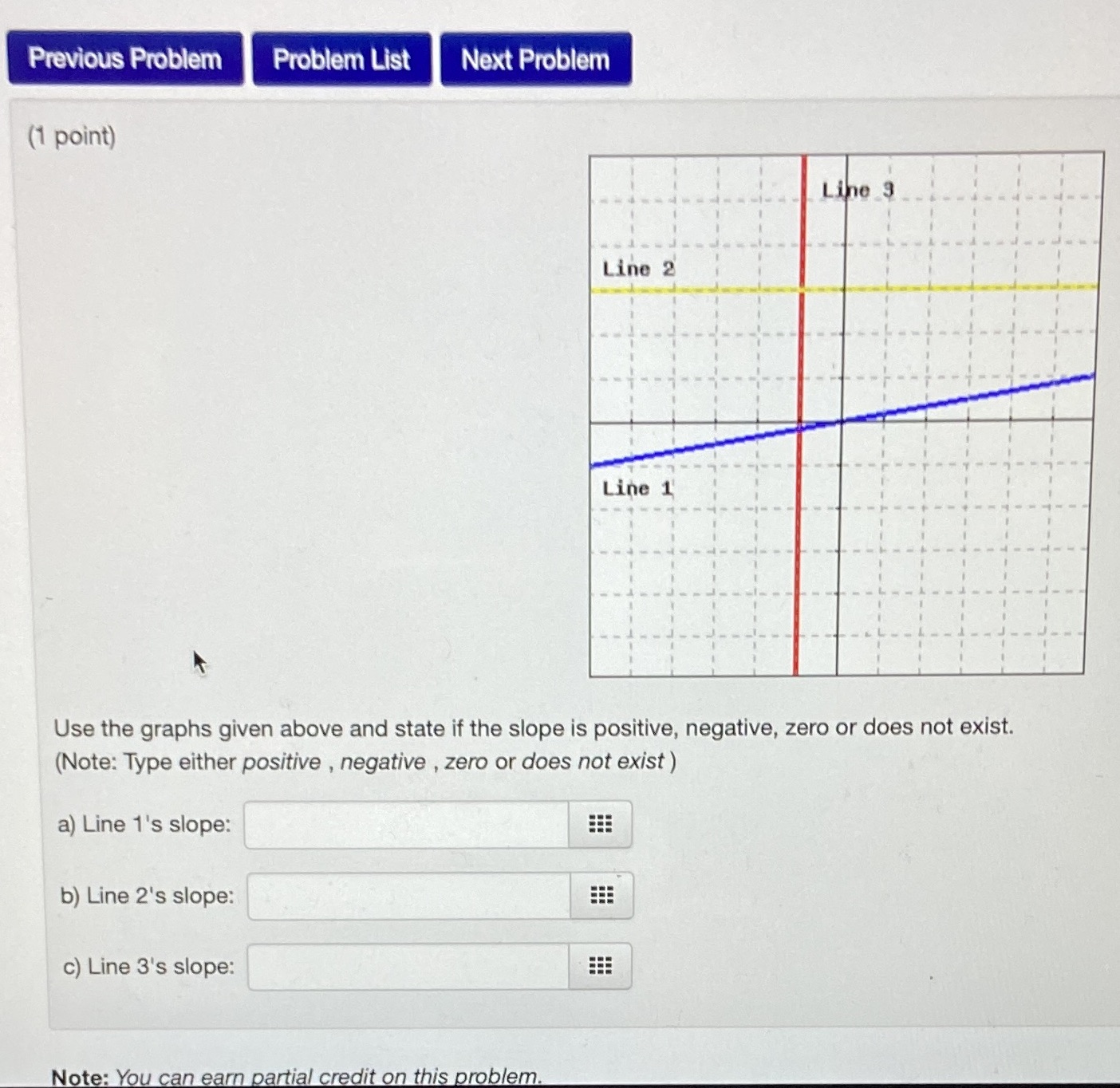  Previous Problem Problem List Next Problem (1 point) Line 9 Line