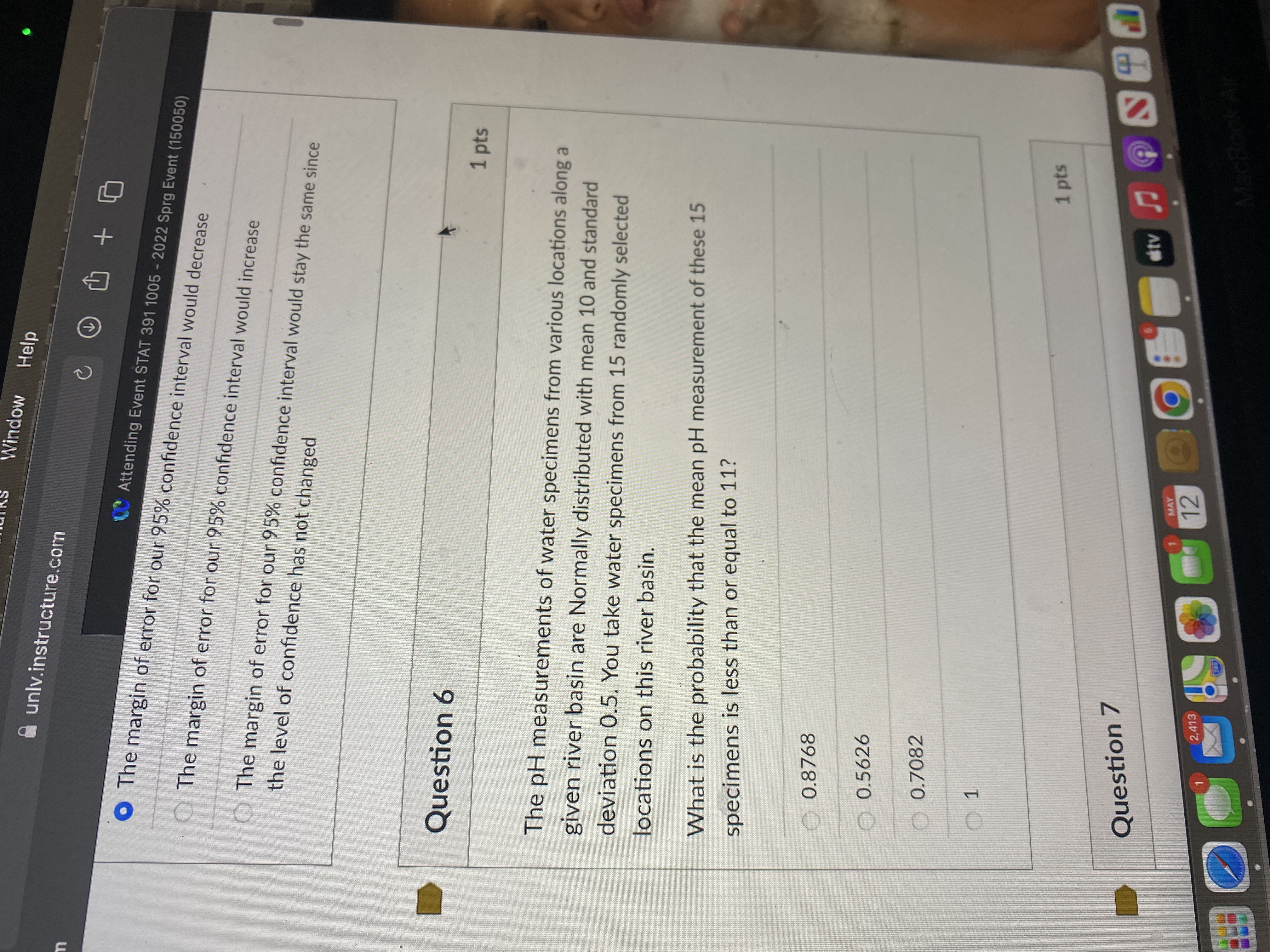  Window Help unlv.instructure.com + 0 WAttending Event STAT 391 1005 -
