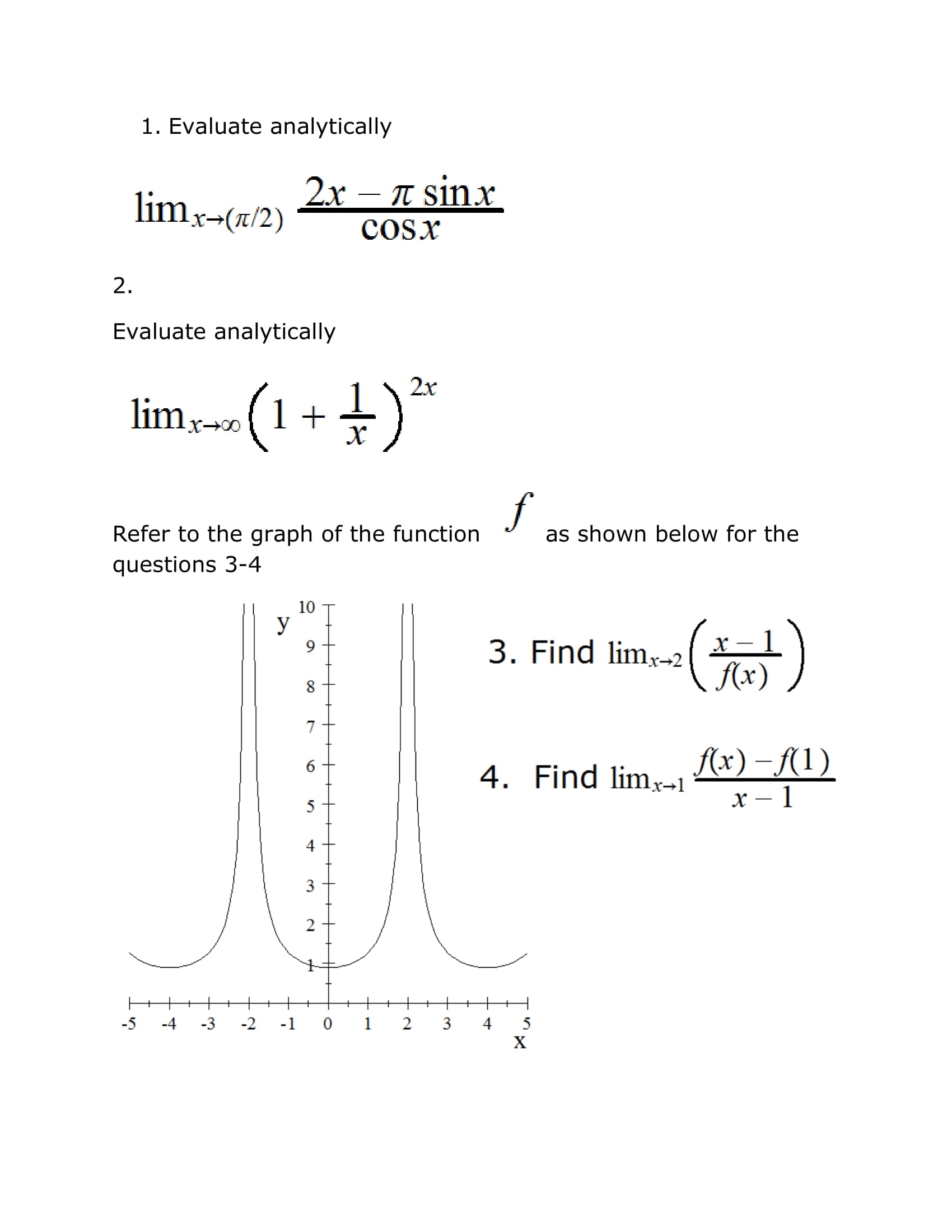6 4. Find limx-1 f(x) - f(1 ) x-1 A w 2