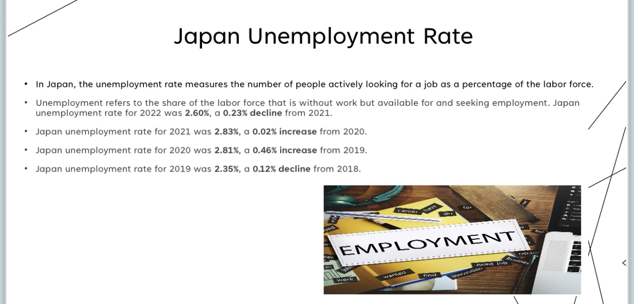 is without work but available for and seeking employment. Japan unemployment rate