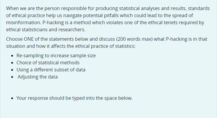  When we are the person responsible for producing statistical analyses and