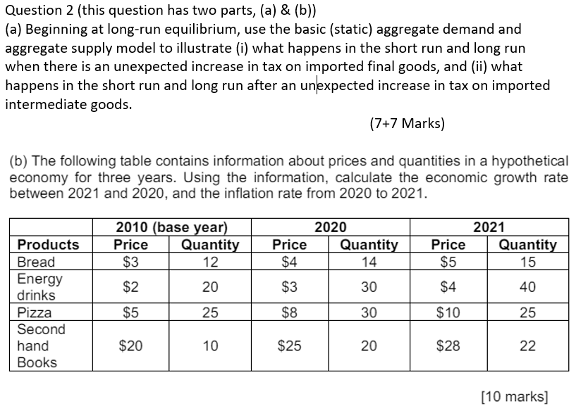 Beginning at long-run equilibrium, use the basic (static) aggregate demand and aggregate