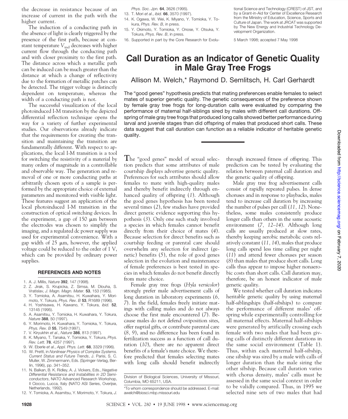 13. T. Mori et al., ibid. 66, 3570 (1997). by a Grant-in-Aid