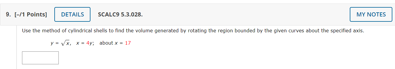 yaxis J" ()a Set up an integral to find the volume of