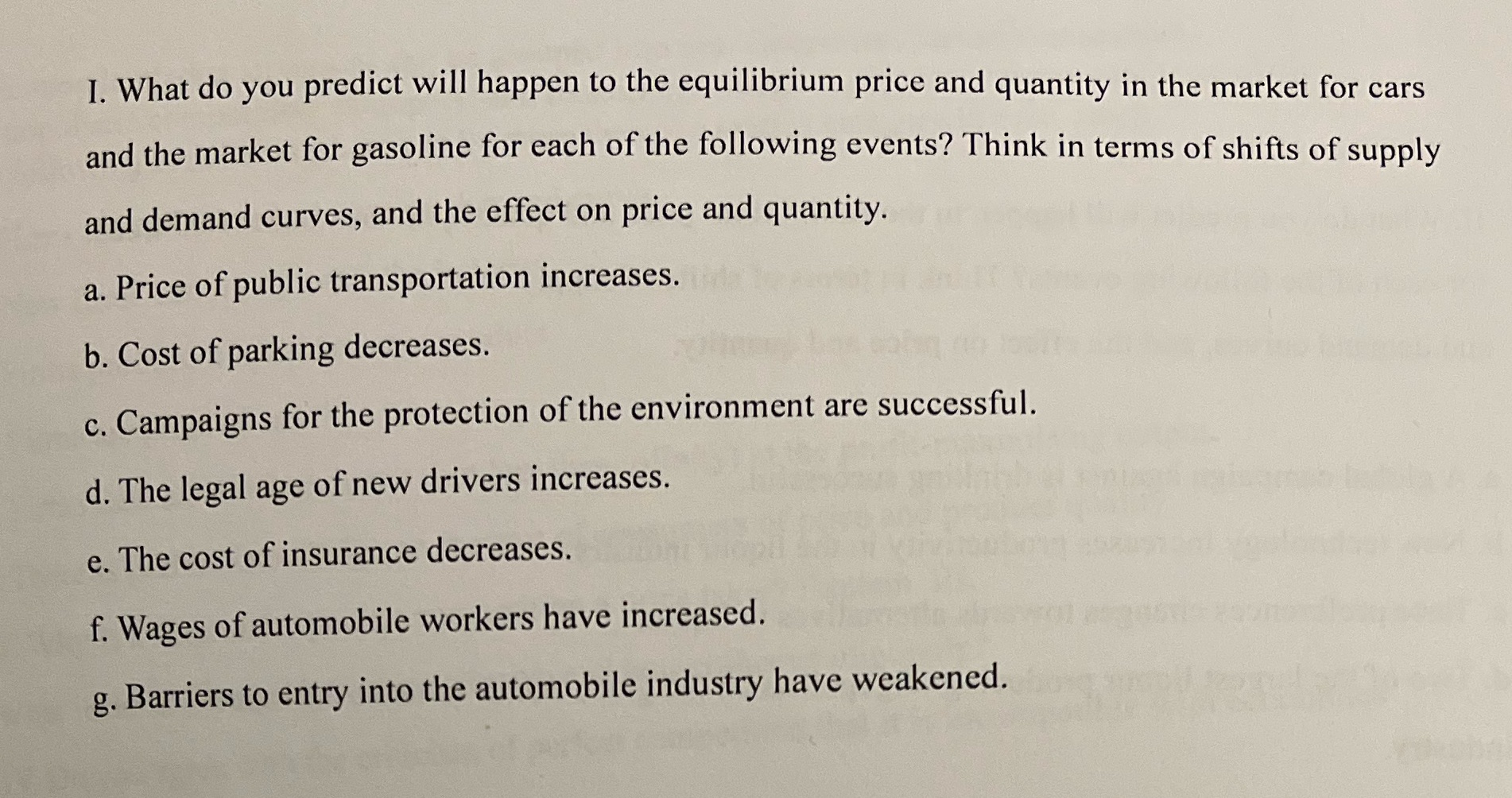 and quantity in the market for cars and the market for gasoline