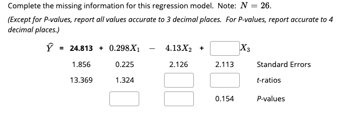 Note: N = 26. (Except for P-values, report all values accurate to