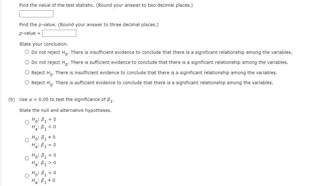 Reject Ho. There is sufficient evidence to conclude that the overall model