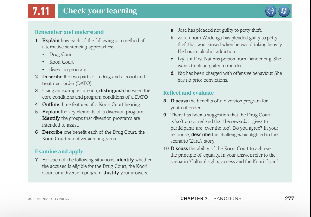 the following is a method of alternative sentencing approaches: * Drug Court