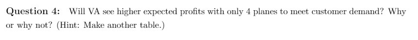 Question 4: Will VA see higher expected profits with only 4