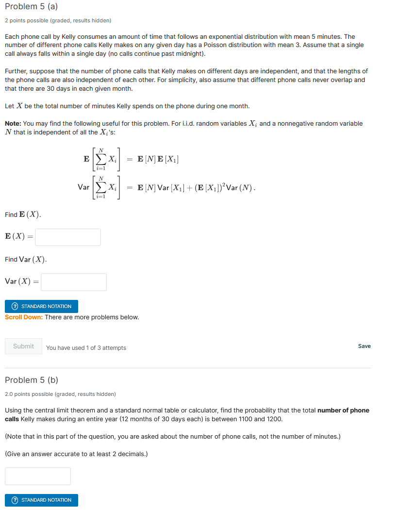 Problem 5 (a) 2 points possible (graded, results hidden) Each phone