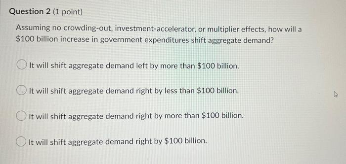 or multiplier effects, how will a $100 billion increase in government expenditures