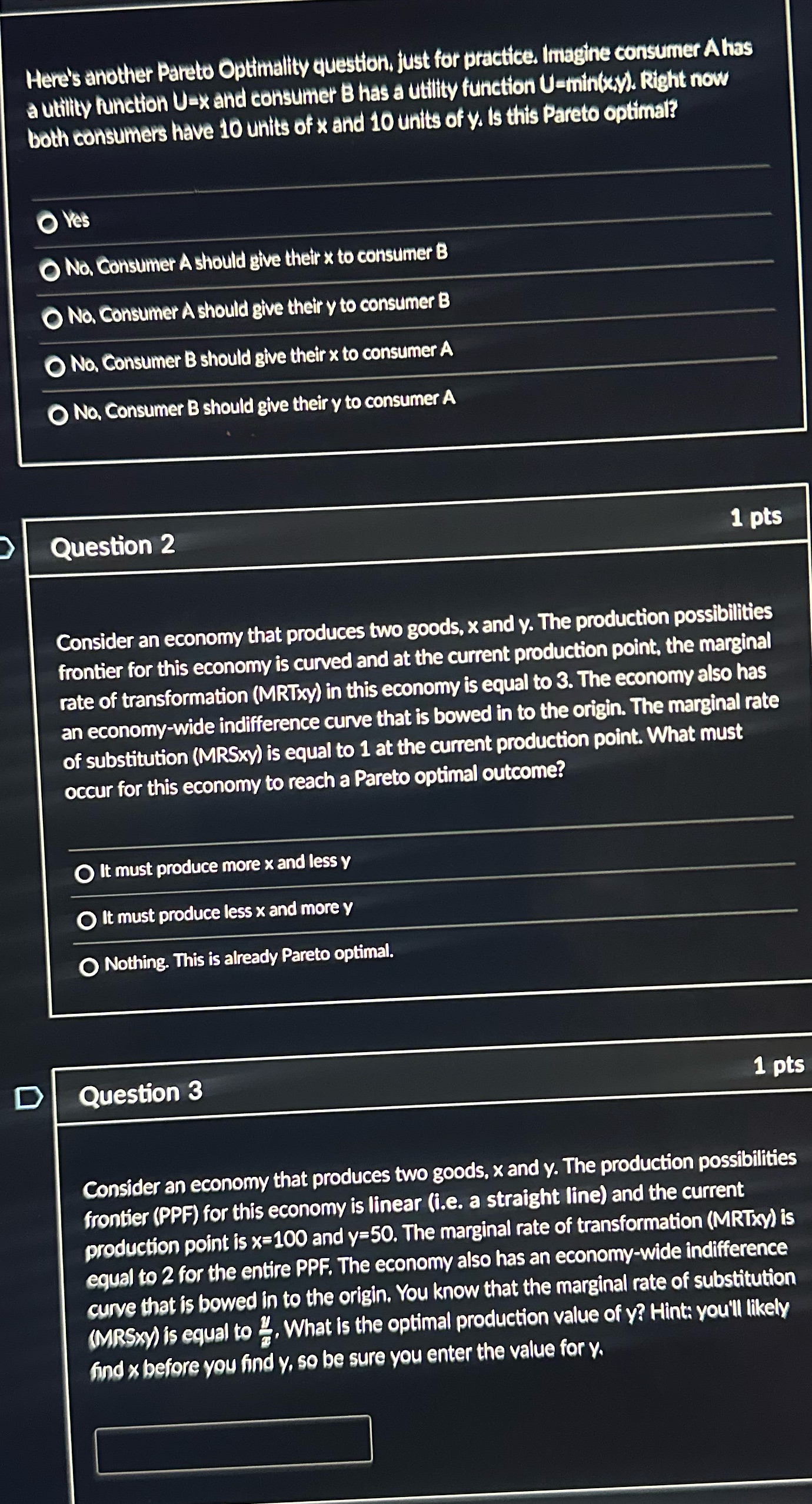 has a utility function U-x and consumer B has a utility function