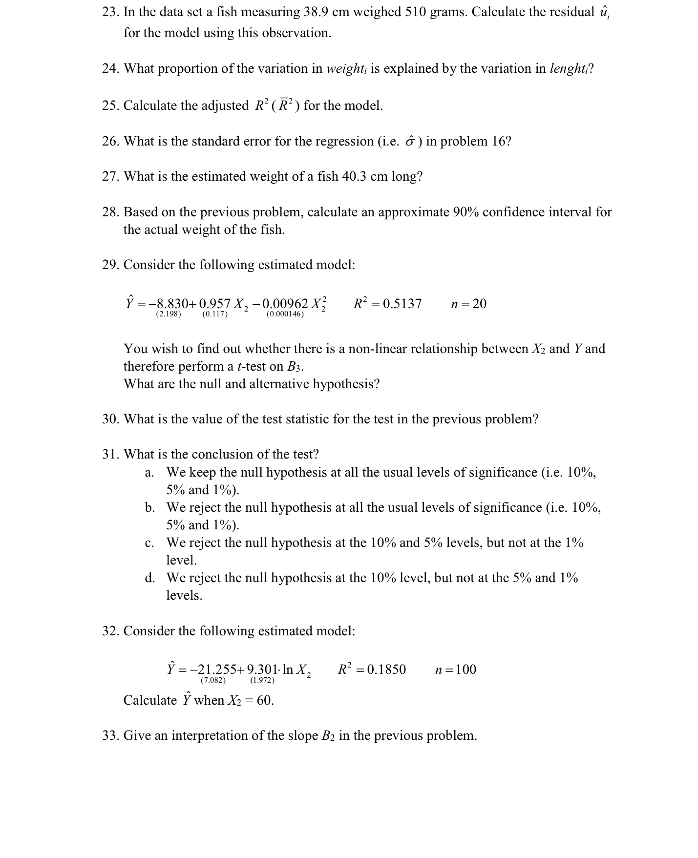 26. What is the standard error for the regression (i.e. a") in