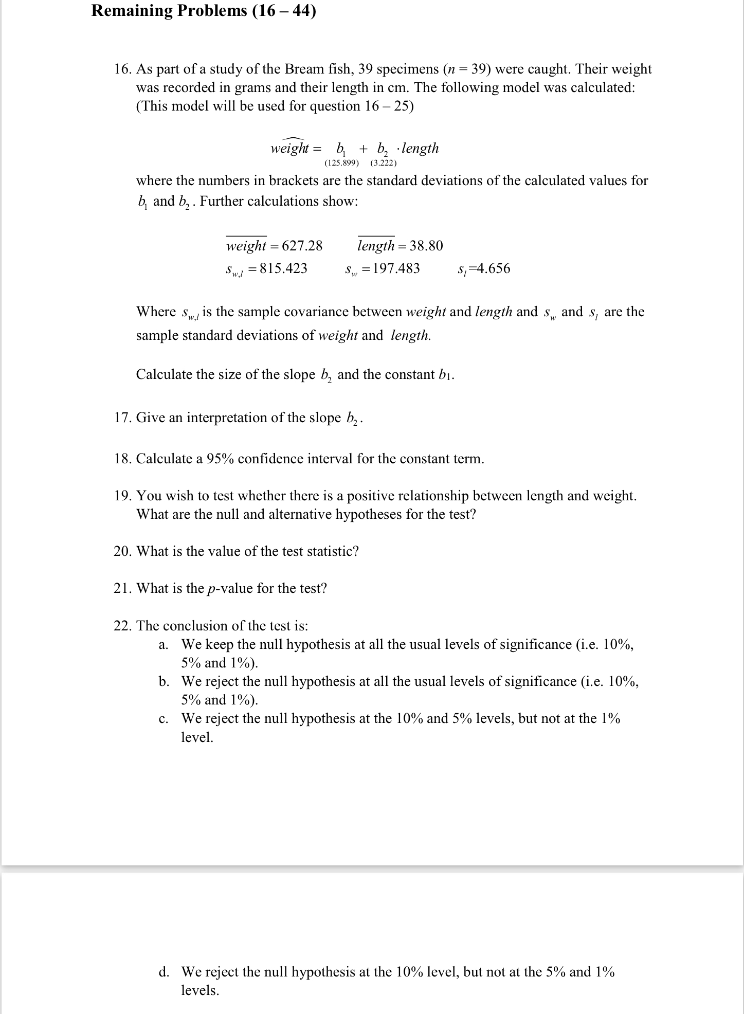 problem 16? 27. What is the estimated weight of a sh 40.3