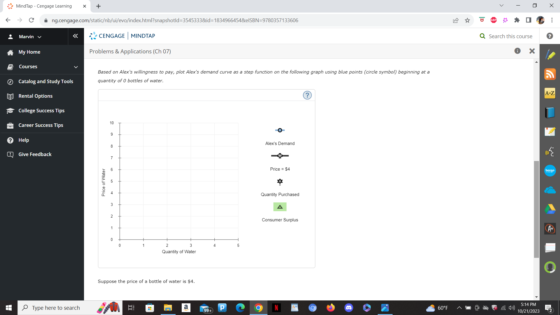 as a step function on the following graph using blue points (circle