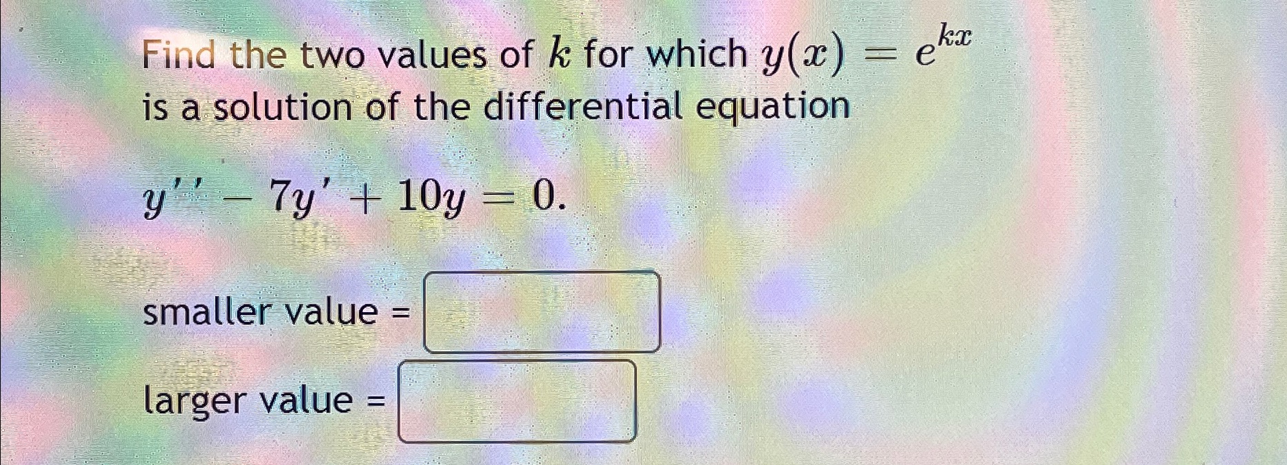 The solution has initial conditions y(0) = 3 and y' (0) -
