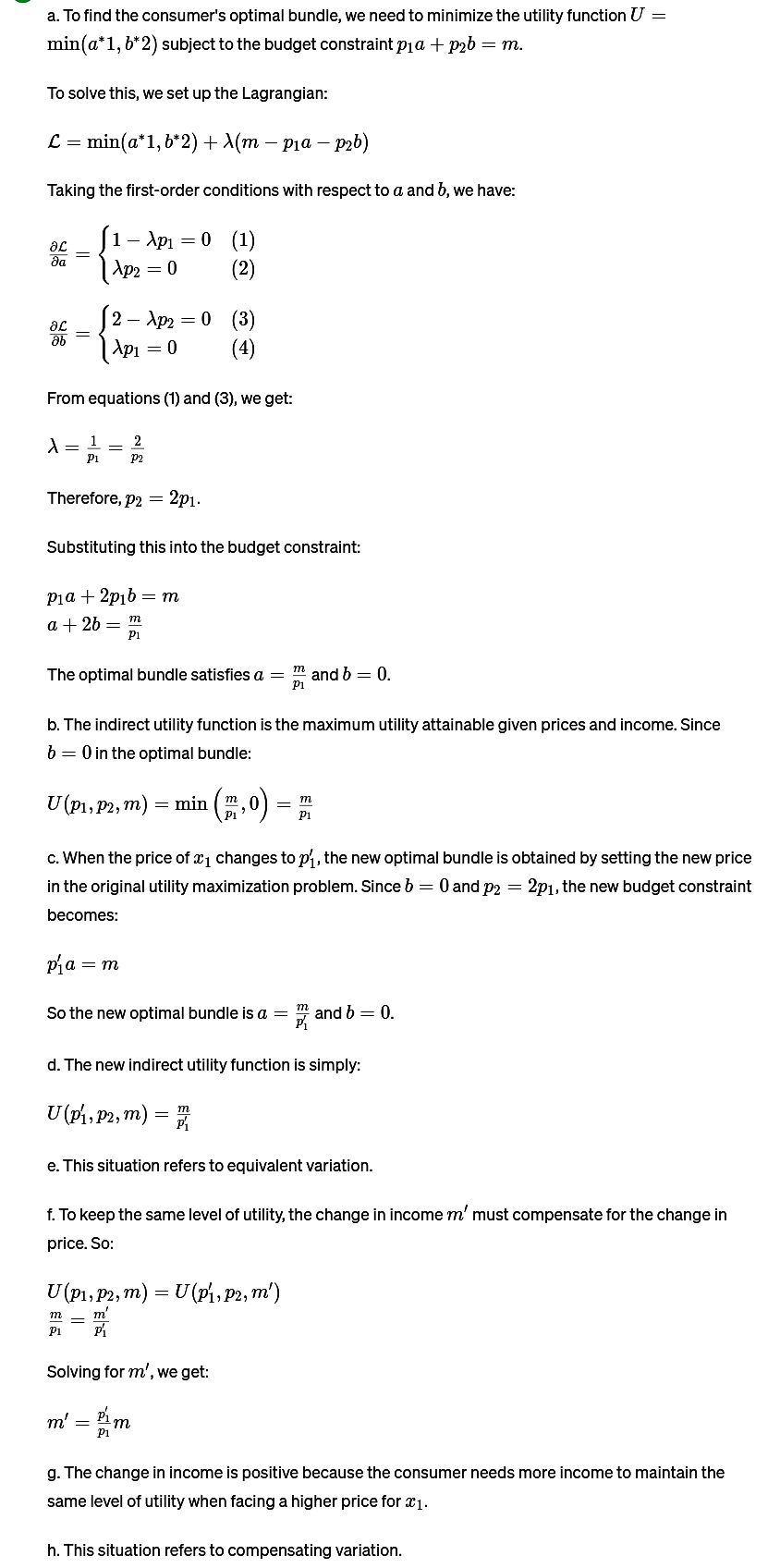 answer n part (f) 1s positive or negative. Now assume that the