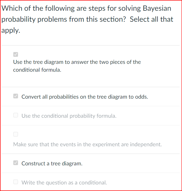 :| The trials of the experiment must be dependent. :l The probability