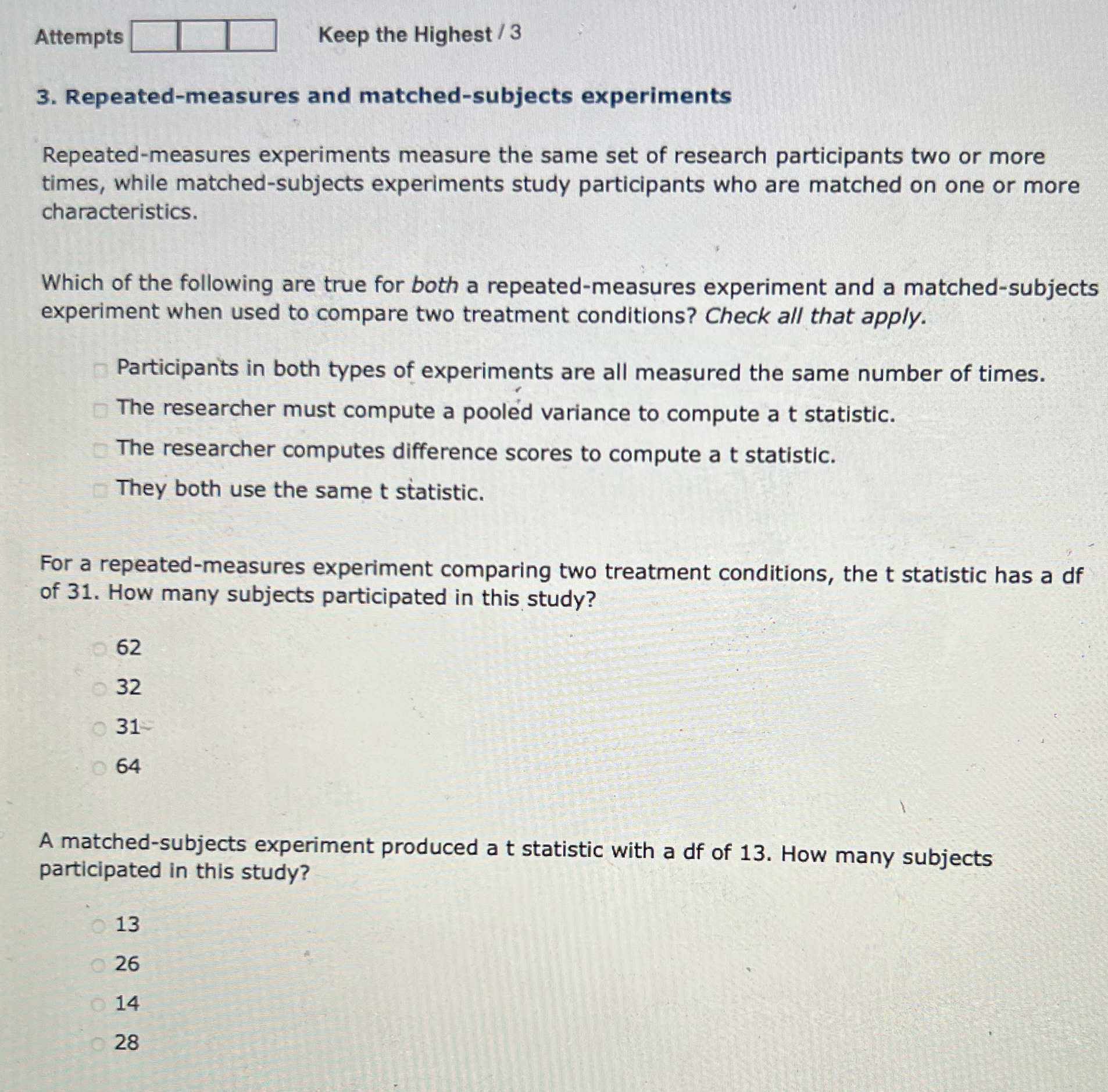  Question 3: answer everything please Attempts Keep the Highest / 3